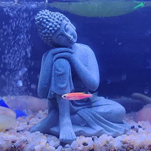 mozhixue Meditierende Sandstein-Buddha-Statue, kleine Fisch-Aquarium-Dekoration, Aquarium-Dekoration für Unterwasserzubehör, Betta-Schlafruhe von mozhixue