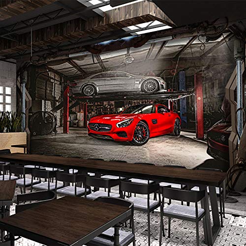 Fototapete Tapete 3D Tapetenwand 3D Auto Sportwagen 4S Shop Tapete Autowerkstatt Wifi Hintergrund Wand Ktv Tapete Bar Box Nahtlose Wand Tuch-250Cmx175Cm von mqlerry wallpaper