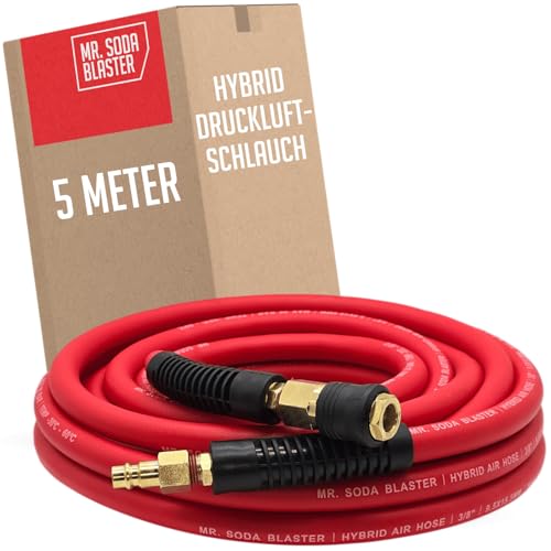 mr. soda blaster | flexibler Druckluftschlauch 5 Meter passend für Kompressoren | 9,5 x 15,5 mm | 3/8" | robuste PVC/Gummi Mischung | stabile Messing-Kupplungen | PVC Knickschutz | max. 20 bar mr. soda blaster | flexibler Druckluftschlauch 5 Meter passend für Kompressoren | 9,5 x 15,5 mm | 3/8" | robuste PVC/Gummi Mischung | stabile Messing-Kupplungen | PVC Knickschutz | max. 20 bar von mr. soda blaster