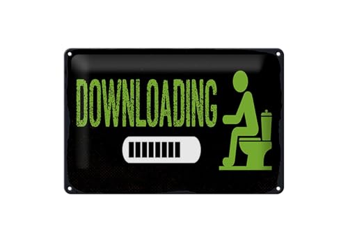 mrdeco Blechschild 12x18cm gewölbt Downloading Balken Toilettengang Toilette Deko Schild von mrdeco