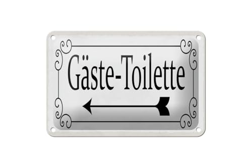 mrdeco Blechschild 12x18cm gewölbt Gäste-Toilette links Pfeil Deko Schild von mrdeco