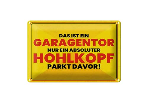 mrdeco Blechschild 12x18cm gewölbt Garagentor nur Hohlkopf Deko Schild von mrdeco