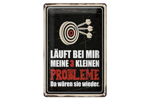 mrdeco Blechschild 20x30cm gewölbt Dart Meine 3 kleinen Probleme Da wären sie Deko Schild von mrdeco