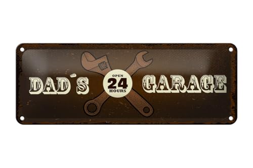 mrdeco Blechschild 27x10cm gewölbt Dad´s Garage open 24 hours braunes Deko Schild mrdeco Blechschild 27x10cm gewölbt Dad´s Garage open 24 hours braunes Deko Schild von mrdeco