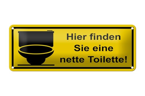 mrdeco Blechschild 27x10cm gewölbt Hier finden Sie eine nette Toilette Deko Schild von mrdeco