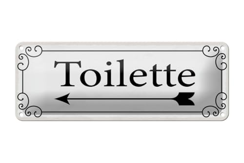mrdeco Blechschild 27x10cm gewölbt Toilette Pfeil links Deko Schild von mrdeco
