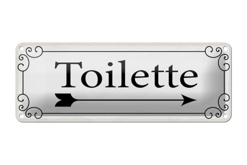 mrdeco Blechschild 27x10cm gewölbt Toilette Pfeil rechts Deko Schild von mrdeco