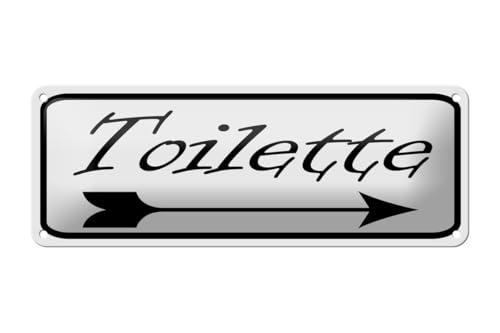 mrdeco Blechschild 27x10cm gewölbt Toilette Pfeil rechts Metall Deko Schild von mrdeco