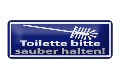 mrdeco Blechschild 27x10cm gewölbt Toilette bitte sauber halten Deko Schild von mrdeco