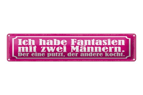 mrdeco Blechschild gewölbt 46x10cm Ich habe Fantasien mit zwei Männern Deko Schild von mrdeco
