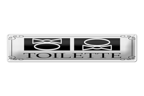 mrdeco Blechschild gewölbt 46x10cm WC Piktogramm Toilette Deko Schild von mrdeco