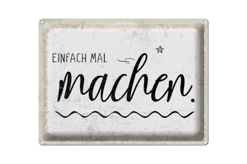 mrdeco Blechschild gewölbt Spruch 30x40 cm Einfach mal machen Deko Schild von mrdeco