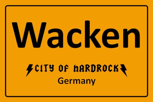 mrdeco Holz Schild 12x18cm Wacken City of Hardrock Germany Holzschild von mrdeco