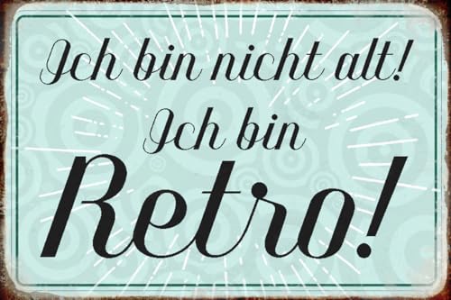 mrdeco Holz Schild 12x18cm ich bin nicht alt ich bin Retro Holzschild von mrdeco