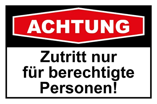 mrdeco Metall Schild 12x18cm gewölbt Achtung Zutritt nur berechtigte Deko Blechschild Tin Sign von mrdeco