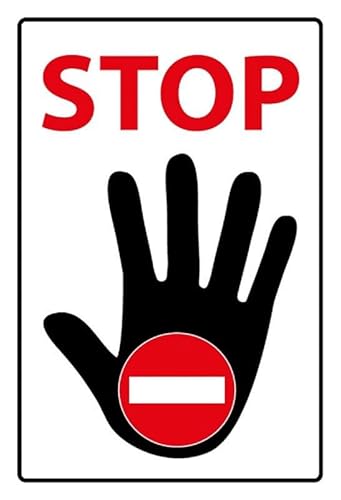 mrdeco Metall Schild 12x18cm gewölbt Stop Verbot der Einfahrt Warnschild Hinweis Blechschild von mrdeco