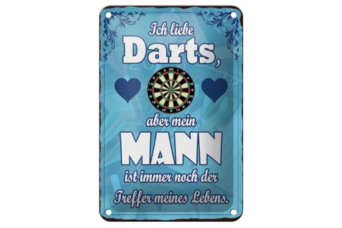 mrdeco Metall Schild 12x18cm gewölbt ich liebe Darts aber mein Mann Schild von mrdeco