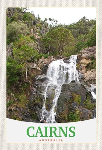 mrdeco Metall Schild 20x30cm gewölbt Cairns Australien Wasserfall Natur Deko Blechschild Tin Sign von mrdeco