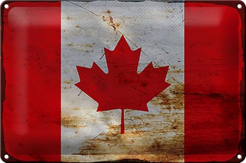 mrdeco Metall Schild 20x30cm gewölbt Kanada Flag of Canada Rost Deko Blechschild Tin Sign von mrdeco