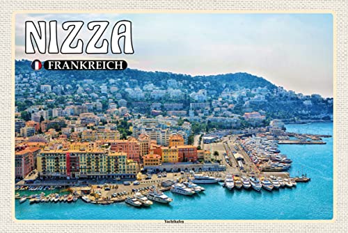 mrdeco Metall Schild 20x30cm gewölbt Nizza Frankreich Yachthafen Deko Blechschild Tin Sign von mrdeco