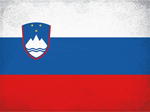 mrdeco Metall Schild 20x30cm gewölbt Slowenien Flag Slovenia Vintage Deko Blechschild Tin Sign von mrdeco