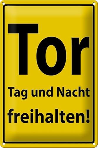 mrdeco Metall Schild 20x30cm gewölbt Tor Tag und Nacht freihalten MetallDeko Blechschild Tin Sign von mrdeco