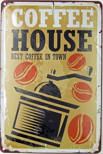 mrdeco Metall Schild 20x30cm gewölbt Vintage Kaffee Coffee best in town Deko Blechschild Tin Sign von mrdeco