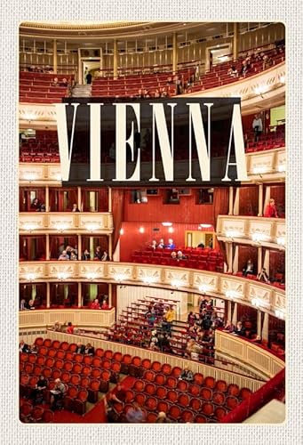 mrdeco Metall Schild 20x30cm gewölbt Wien Österreich Opera Theater Deko Blechschild Tin Sign von mrdeco