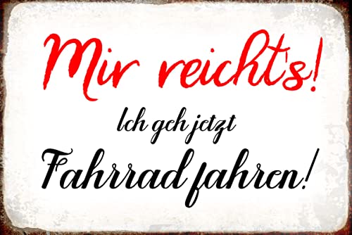 mrdeco Metall Schild 20x30cm gewölbt mir reicht`s ich geh Fahrrad Deko Blechschild Tin Sign von mrdeco