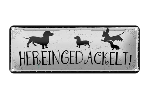 mrdeco Metall Schild 27x10cm gewölbt Hereingedackelt! Deko Blechschild Tin Sign von mrdeco