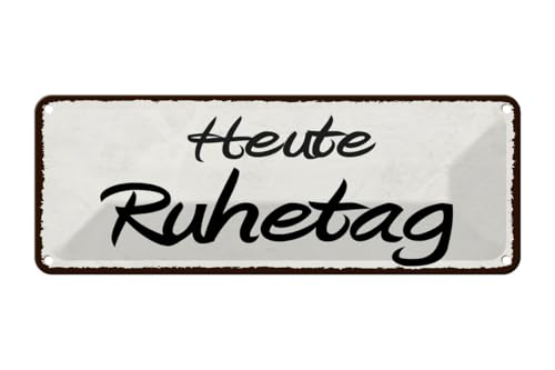 mrdeco Metall Schild 27x10cm gewölbt Heute Ruhetag Deko Blechschild Tin Sign von mrdeco