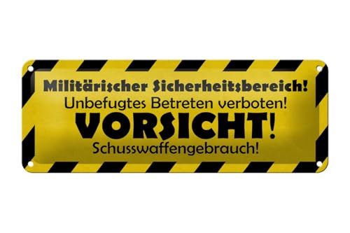 mrdeco Metall Schild 27x10cm gewölbt Militärischer Sicherheitsbereich Deko Blechschild Tin Sign von mrdeco