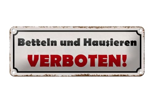 mrdeco Metall Schild 27x10cm gewölbt betteln und hausieren verboten Deko Blechschild Tin Sign von mrdeco