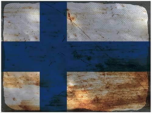 mrdeco Metall Schild 30x40cm gewölbt Flagge Finnland Flag of Finland Rost Deko Blechschild Tin Sign von mrdeco