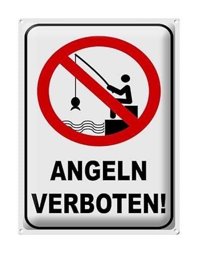 mrdeco Metall Schild 30x40cm gewölbt Hinweis Angeln verboten Warnschild Deko Blechschild Tin Sign von mrdeco