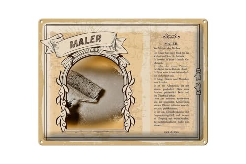 mrdeco Metall Schild 30x40cm gewölbt Maler Meister der Farben streichen Deko Blechschild Tin Sign von mrdeco