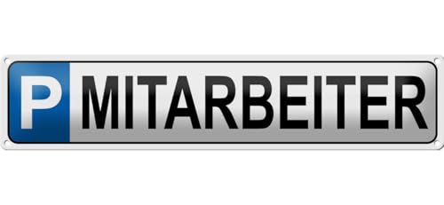 mrdeco Metall Schild 46x10cm gewölbt Parkplatz Mitarbeiter Deko Blechschild Tin Sign von mrdeco