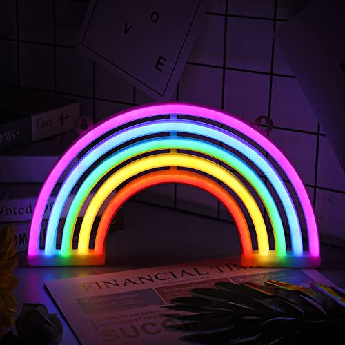 mreechan Neonlichter,Dekorative Wandleuchte/Schild, Neonlichter für Schlafzimmer, Spielzimmer, Bar und Party, Geschenkidee für Kinder (Regenbogen) von mreechan
