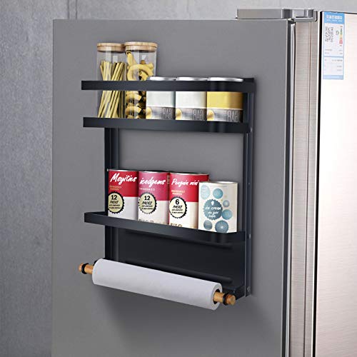 mreechan magnetisches Hängeregal für Kühlschrank Kühlschrank Regal, Kühlschrank Hängeregal,Kühlschrank Regal Hängeregal für Kühlschrank Magnet Gewürzregal mit Ablage Küchenregal Küchen Organizer von mreechan