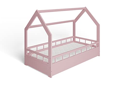 ms factory Hausbett Kinderbett 80x160 cm mit Rausfallschutz und Lattenrost - Einzelbett aus Kiefernholz für Mädchen und Junge - Rosa ms factory Hausbett Kinderbett 80x160 cm mit Rausfallschutz und Lattenrost - Einzelbett aus Kiefernholz für Mädchen und Junge - Rosa von ms factory