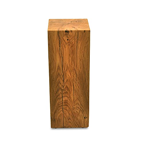 ms factory Holzblock Eiche Massiv - Handgefertigter Holzklotz - Rustikale Holzsäule - Beistelltisch Hocker Dekosäule - 15 x 15 x 50 cm von ms factory