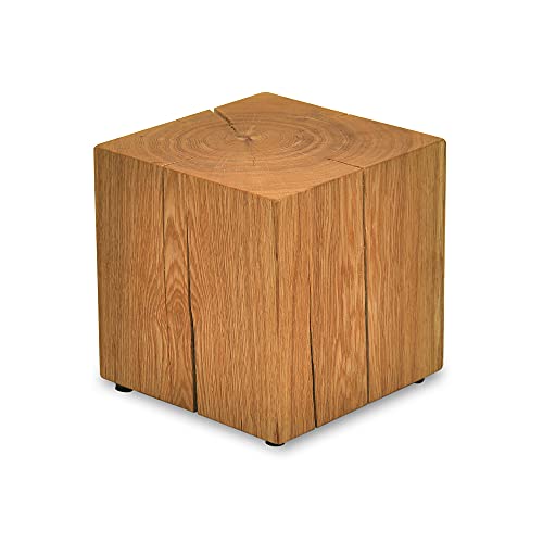 ms factory Holzblock Eiche Massiv - Handgefertigter Holzklotz - Rustikale Holzsäule - Beistelltisch Hocker Dekosäule - 25 x 25 x 25 cm von ms factory