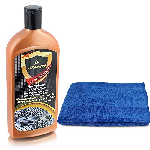 1x 500ml MacBRITE TITANIUM Auto Politur Hochglanz Lackversiegelung Lackpolitur inklusive 1x Bituxx Mikrofasertuch von MS-Point