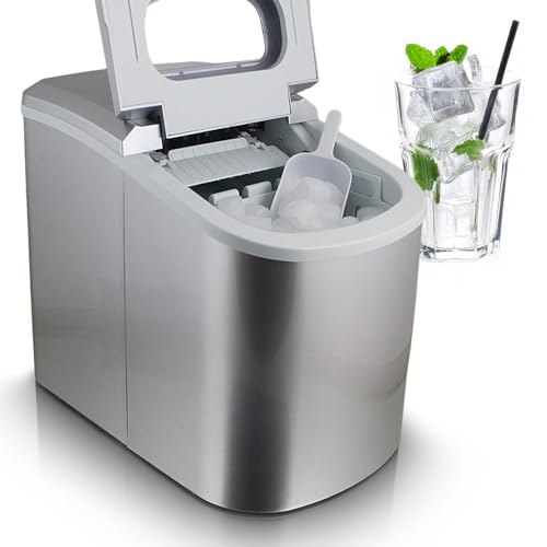 ms-point Eiswürfelmaschine Eiswürfelbereiter Eiswürfel Ice Maker Eis Maschine (Silber) von MS Point
