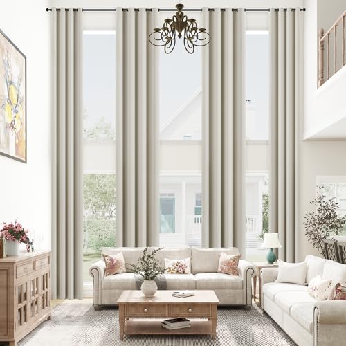 mstexa Verdunklungsvorhänge für hohe Decken, Wohnzimmer, extra lang, Raumverdunkelungsvorhang, wärmeisoliert, sonnenblockierend, luxuriös, modern, Ösenvorhänge, Sichtschutz, hohe Fenster, 132 x 132 mstexa Verdunklungsvorhänge für hohe Decken, Wohnzimmer, extra lang, Raumverdunkelungsvorhang, wärmeisoliert, sonnenblockierend, luxuriös, modern, Ösenvorhänge, Sichtschutz, hohe Fenster, 132 x 132 von mstexa