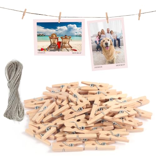msymsyu Holzklammern 120 Stück Wäscheklammern Holz 3.5x0.7cm mit 50m Schnur Holzklammern Kleine Klammern für Fotos Aufhängen und Postkarten Verwendet Werden und Alle Arten von Partydekorationen msymsyu Holzklammern 120 Stück Wäscheklammern Holz 3.5x0.7cm mit 50m Schnur Holzklammern Kleine Klammern für Fotos Aufhängen und Postkarten Verwendet Werden und Alle Arten von Partydekorationen von msymsyu