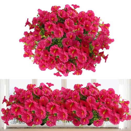 msymsyu Kunstblumen Petunie Bündel 7 Stück Magenta 36cm - Kunstblumen Wie Echt Künstliche Blumen & Künstliche Balkonpflanzen Ideal für Balkon-Dekoration kunstblumen für draußen von msymsyu