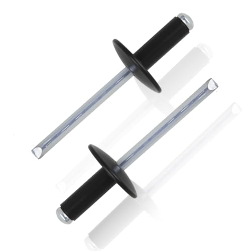 msymsyu Popnieten Blindnieten 4.8x19mm Alu 50 Stk Großkopf Nieten Schwarz Blindnieten Edelstahl zum Verbinden von Blech Holz Möbel Fensterrahmen mit Kunststoffrahmen Einfache Installation von msymsyu