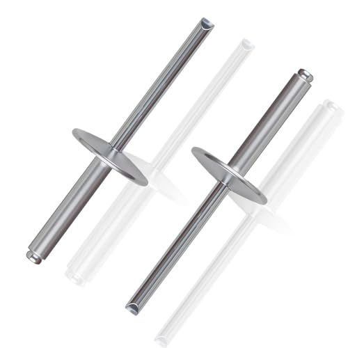 msymsyu Popnieten Blindnieten 4.8x25mm Alu 50 Stk Großkopf Nieten Silber Blindnieten Edelstahl zum Verbinden von Blech Holz Möbel Fensterrahmen mit Kunststoffrahmen Einfache Installation von msymsyu