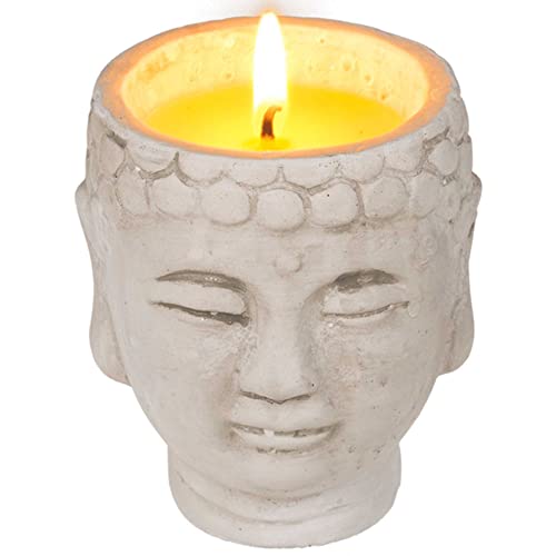 Deko Citronella Kerze ''Melting Mind'' - Thai Buddha aus Zement - Höhe 9 cm - Zitrus-Duft - Dekoration Windlicht Teelichthalter Kerzenhalter von mtb more energy